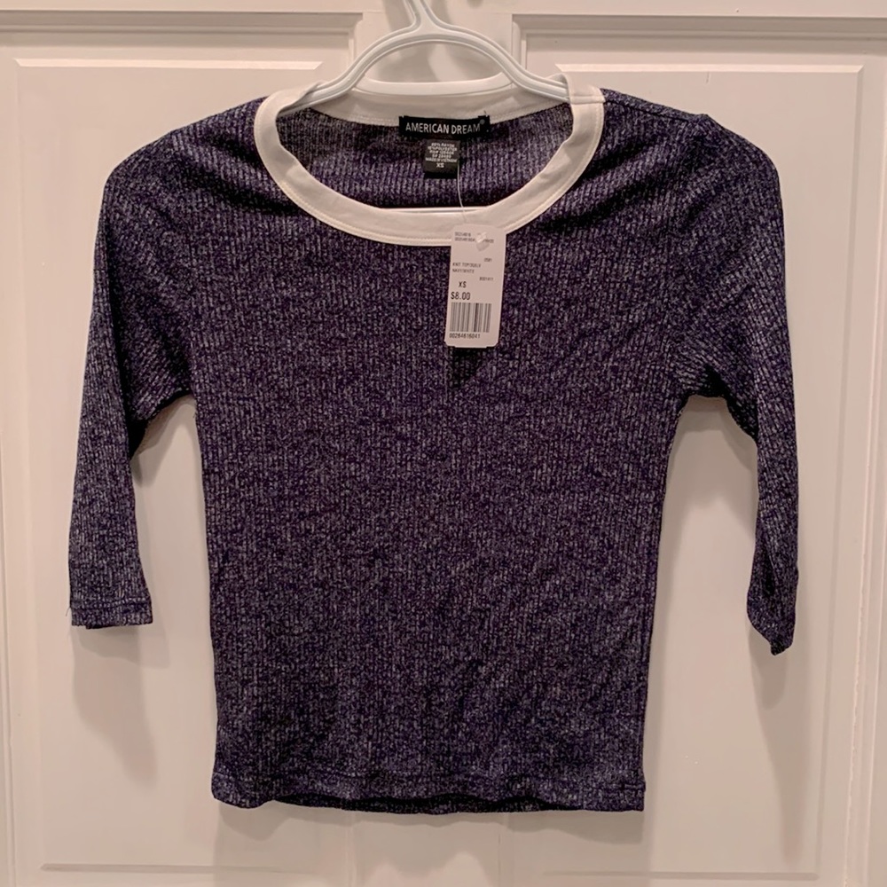 Forever 21 XS cropped t-shirt NEW WITH TAGS navy/white